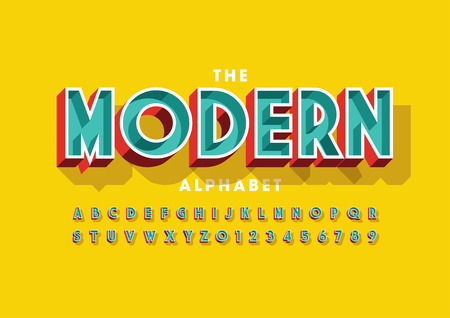 Vector of colorful bold font and alphabetのイラスト素材