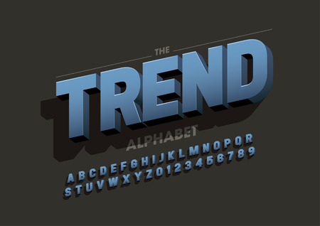 Vector of modern bold font and alphabetのイラスト素材