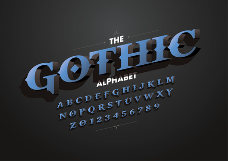 Vector of stylized gothic font and alphabetのイラスト素材