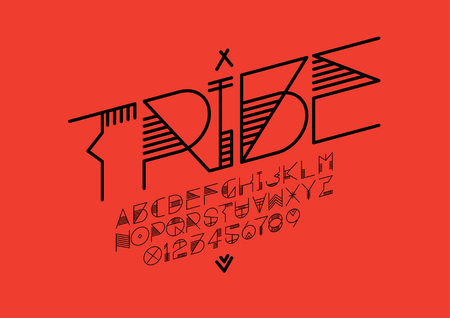 Vector of abstract tribal font and alphabetのイラスト素材