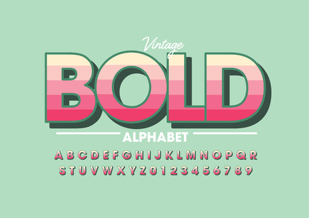 Vector of retro bold font and alphabetのイラスト素材