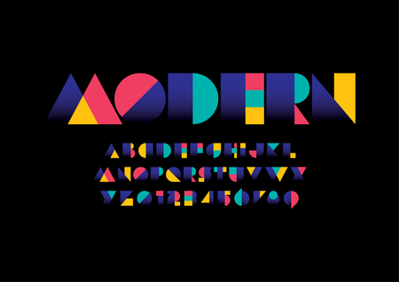 Vector of modern colorful font and alphabetのイラスト素材