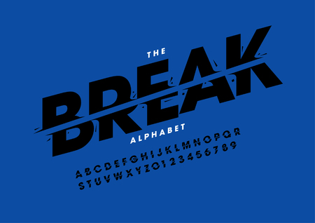 Vector of stylized grunge font and alphabetのイラスト素材