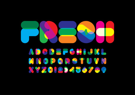 Vector of modern colorful font and alphabetのイラスト素材