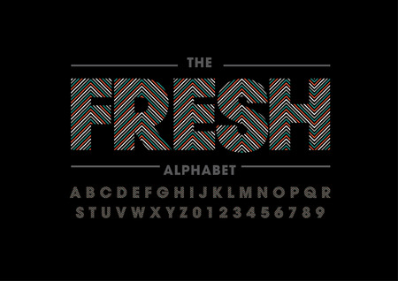Vector of modern textured font and alphabetのイラスト素材