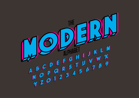Vector of modern bold font and alphabetのイラスト素材