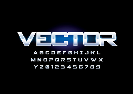 Vector of stylized metallic font and alphabetのイラスト素材