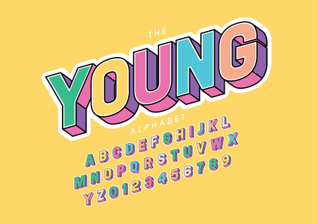 Vector of stylized modern font and alphabetのイラスト素材