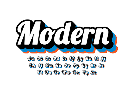Vector of stylized modern font and alphabetのイラスト素材