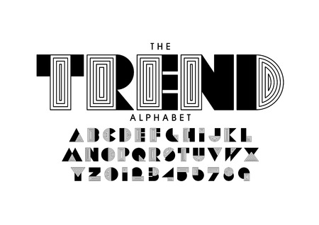 Vector of stylized modern font and alphabetのイラスト素材