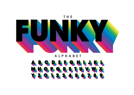 Vector of stylized modern font and alphabet funky textのイラスト素材