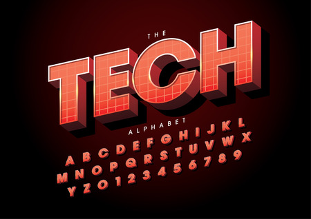 Vector of stylized modern font and alphabetのイラスト素材