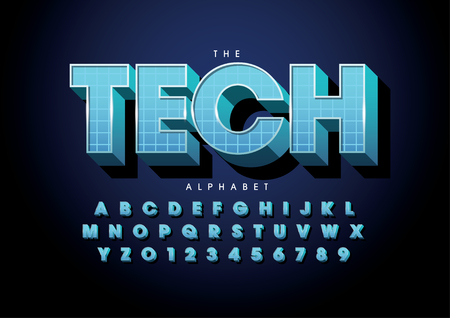 Vector of stylized modern font and alphabetのイラスト素材