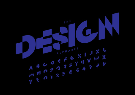 Vector of stylized modern font and alphabetのイラスト素材