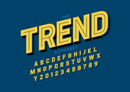 Vector of stylized modern font and alphabetのイラスト素材