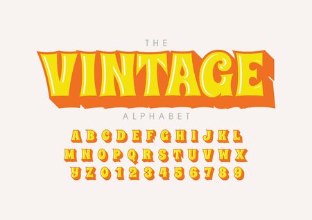 Vector of stylized retro font and alphabetのイラスト素材