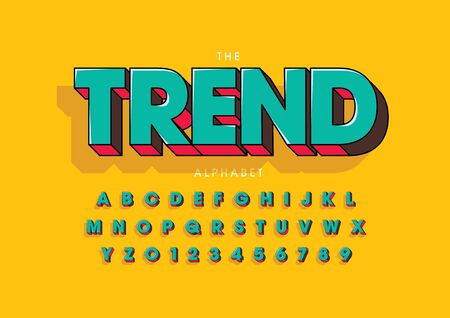 Vector of stylized modern font and alphabetのイラスト素材