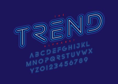 Vector of stylized modern font and alphabetのイラスト素材