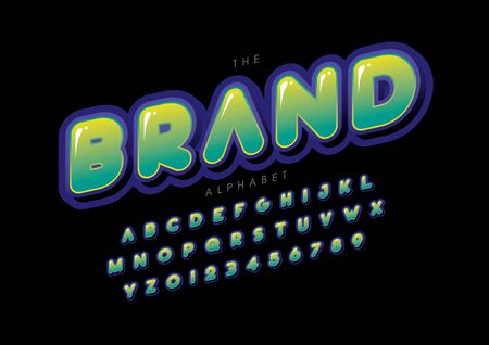 text brand of stylized modern font and alphabetのイラスト素材