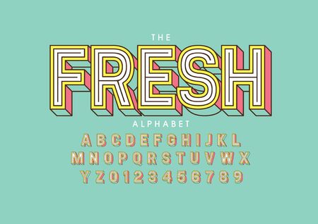 Vector of stylized modern font and alphabetのイラスト素材