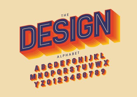 design text of stylized modern font and alphabetのイラスト素材