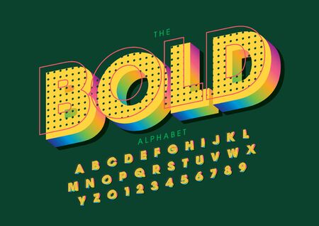 bold text of stylized modern font and alphabetのイラスト素材