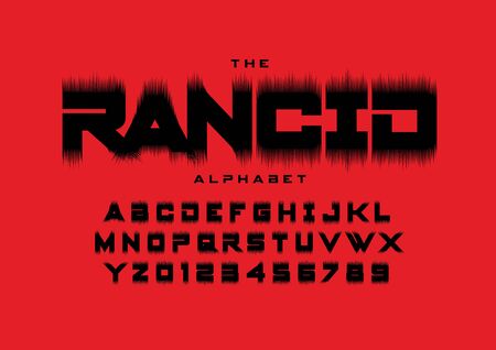 rancid text of stylized modern font and alphabetのイラスト素材