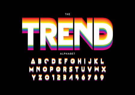 Vector of stylized modern font and alphabetのイラスト素材