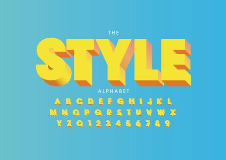 Vector of stylized modern font and alphabet
