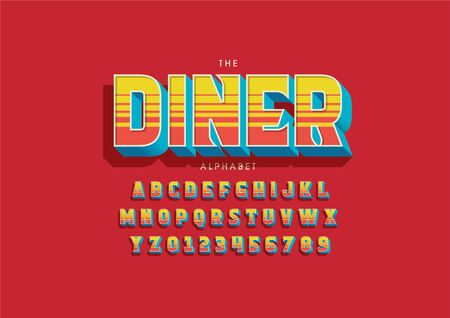 Vector of stylized modern font and alphabetのイラスト素材