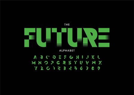 Vector of stylized modern font and alphabetのイラスト素材