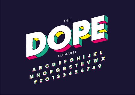 Vector of stylized modern font and alphabetのイラスト素材