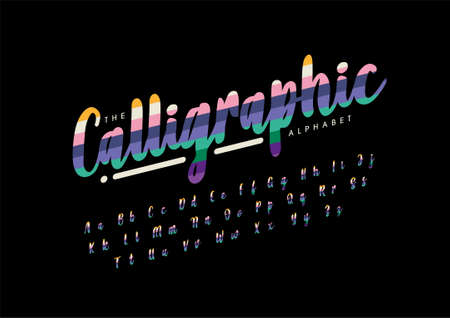 calligraphic text of stylized calligraphic font and alphabetのイラスト素材