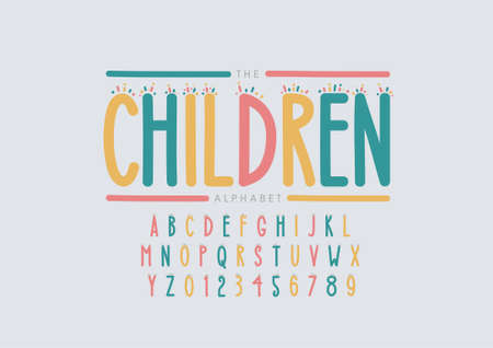 Vector of stylized children font and alphabetのイラスト素材