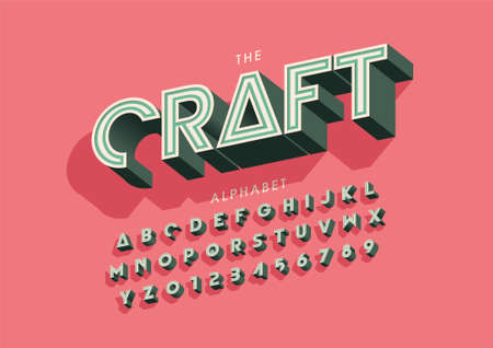 Vector of stylized crafty font and alphabetのイラスト素材
