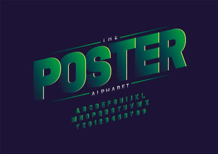 Stylized poster alphabet font vectorのイラスト素材