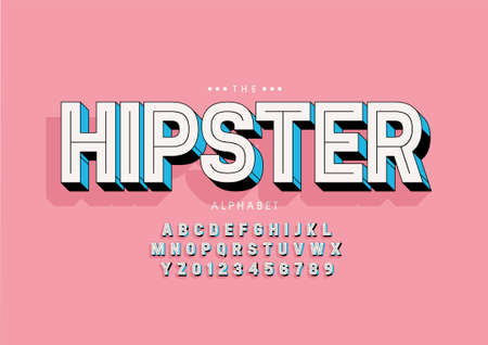 Stylized hipster alphabet font vectorのイラスト素材