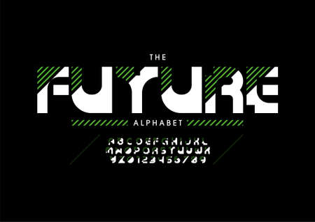 Stylized future alphabet font vectorのイラスト素材