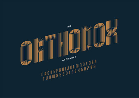 Stylized orthodox alphabet font vectorのイラスト素材