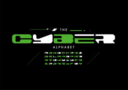 Stylized cyber alphabet font vectorのイラスト素材