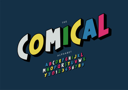 Stylized comical alphabet font vectorのイラスト素材