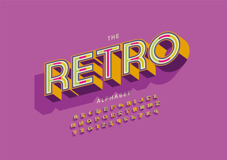 Stylized retro alphabet font vectorのイラスト素材