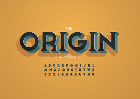 Stylized origin alphabet font vectorのイラスト素材