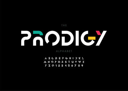 stylized prodigy alphabet and fontのイラスト素材