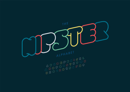 Vector of stylized hipster alphabet and fontのイラスト素材