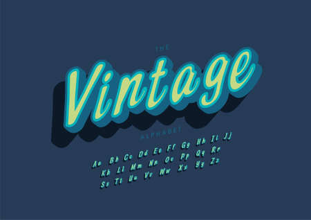 Vector of stylized vintage alphabet and fontのイラスト素材