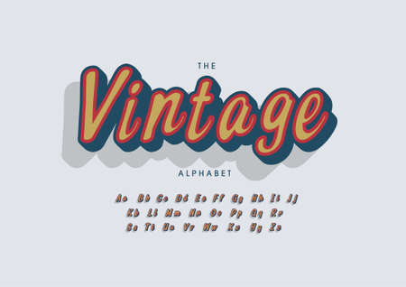 Vector of stylized vintage alphabet and fontのイラスト素材