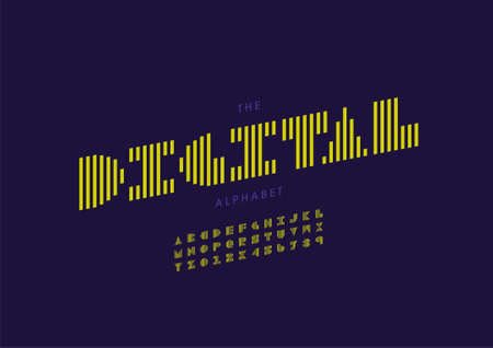 Vector of stylized digital alphabet and fontのイラスト素材