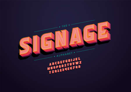 Vector of stylized signage alphabet and fontのイラスト素材