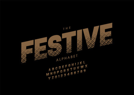 Vector of stylized festive alphabet and fontのイラスト素材